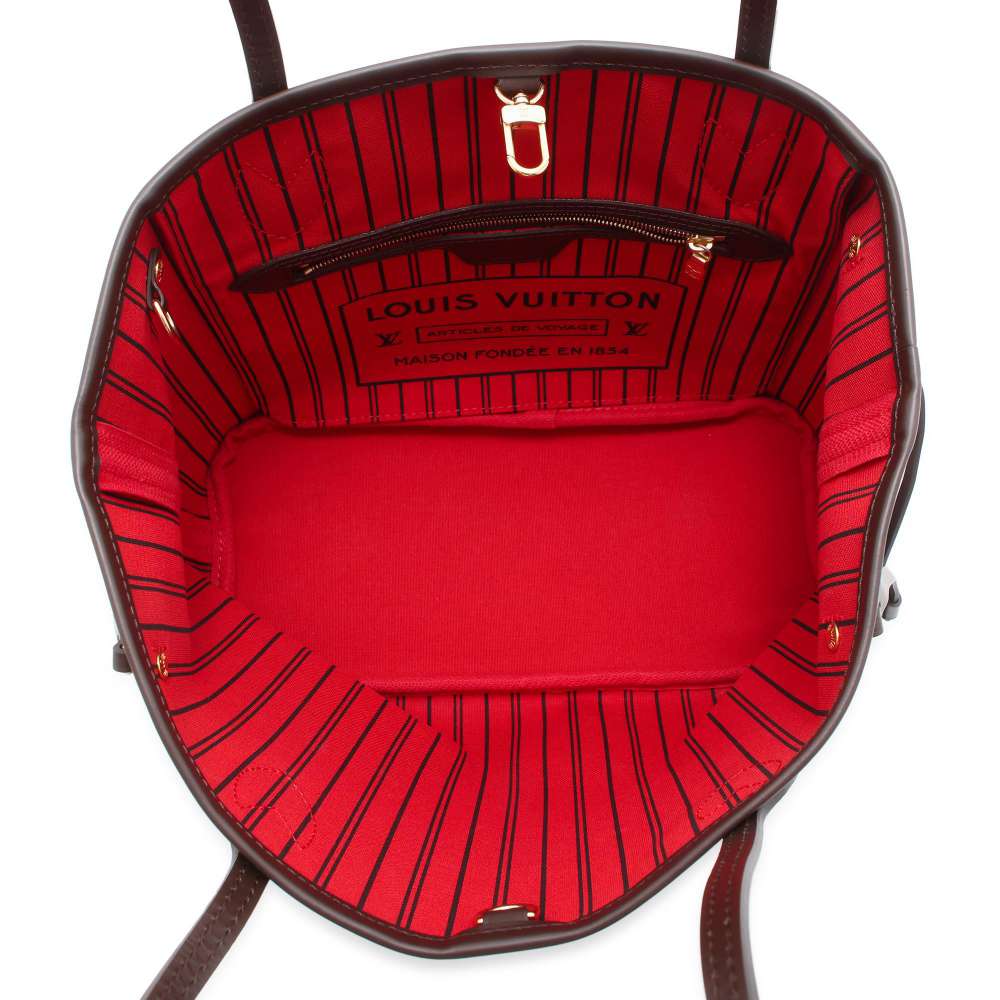 LOUIS VUITTON Neverfull Red N41359 Damier Ebene Canvas Size PM