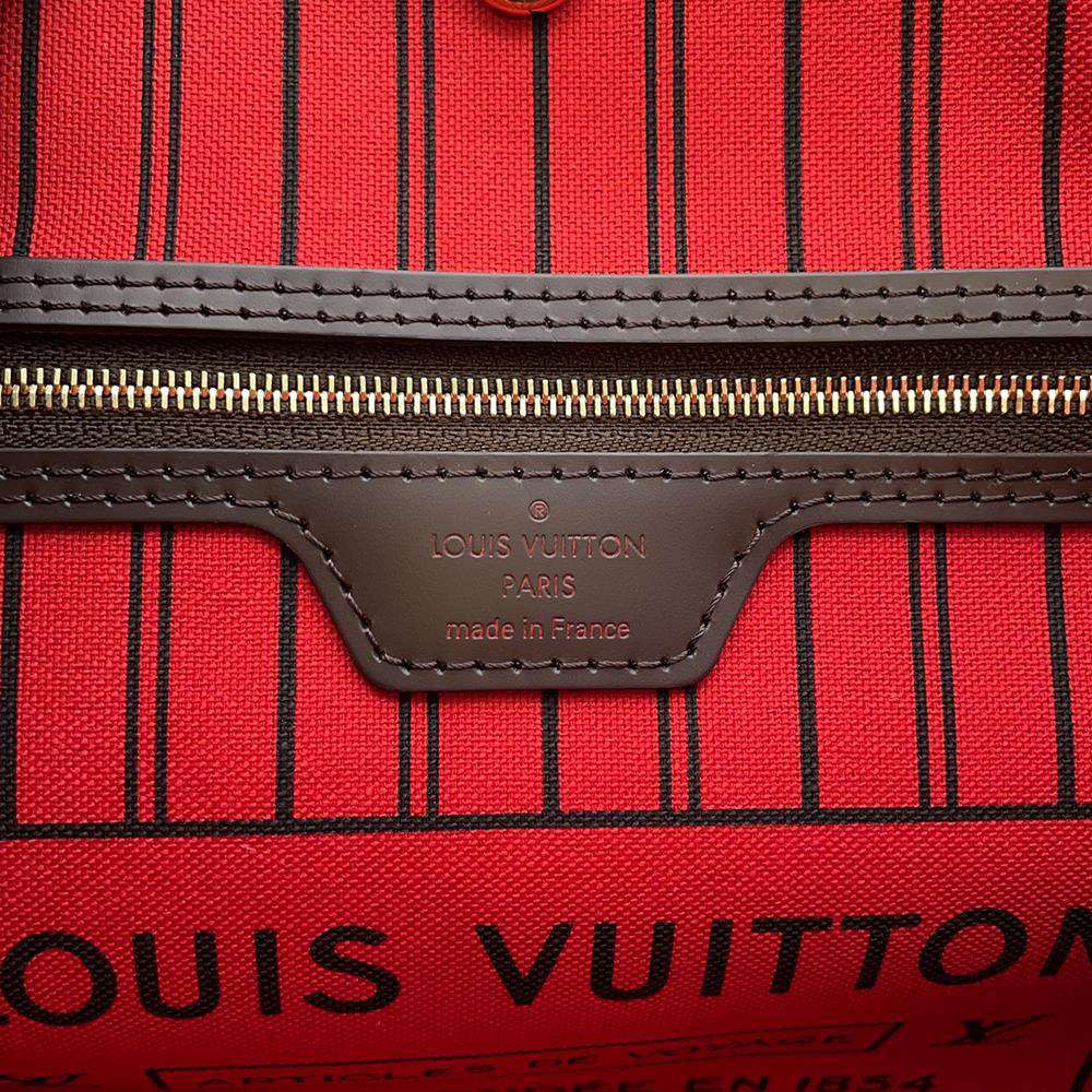 LOUIS VUITTON Neverfull Red N41359 Damier Ebene Canvas Size PM
