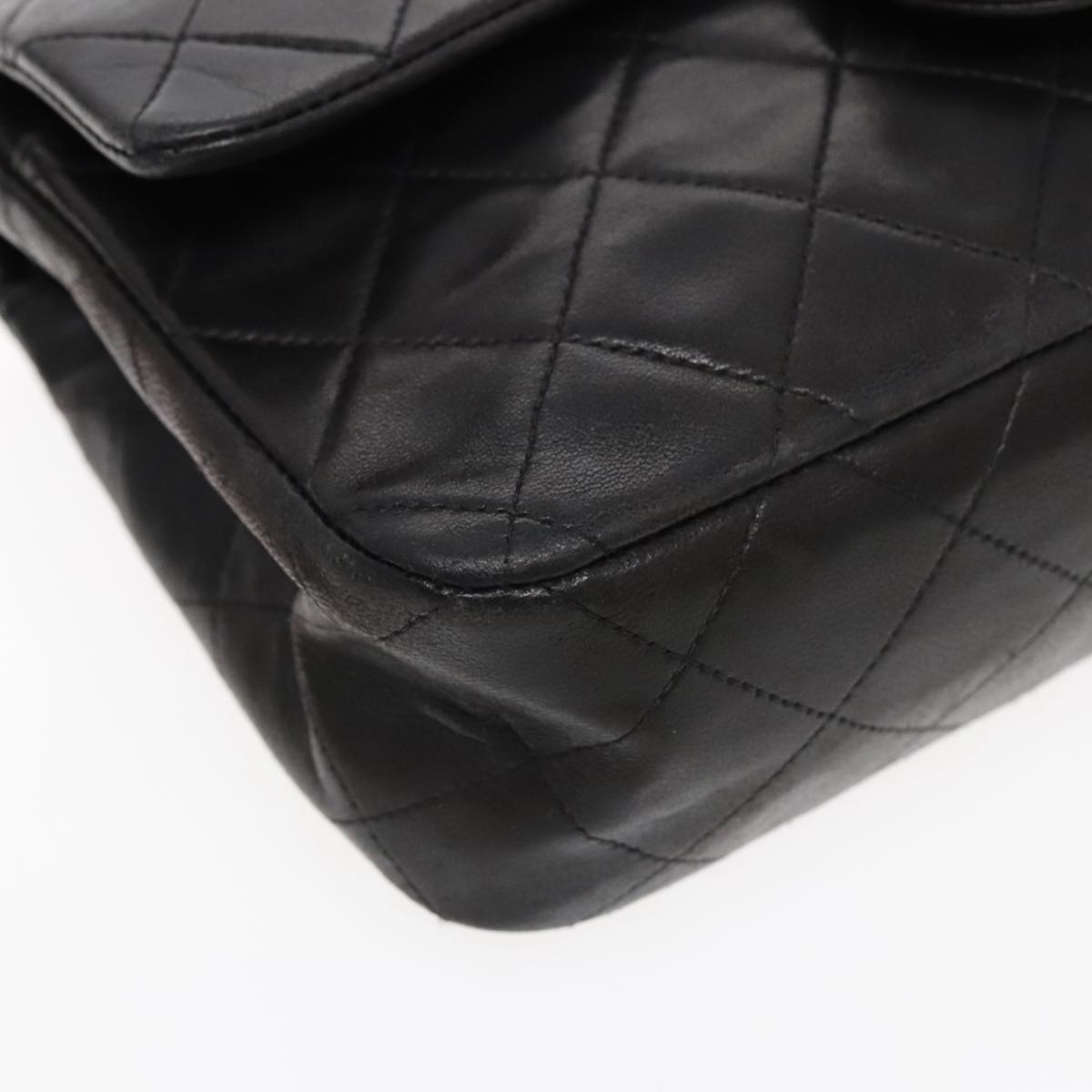 CHANEL Matelasse 23 Turn Lock Chain Bag Lamb Skin Black Gold CC 94676A