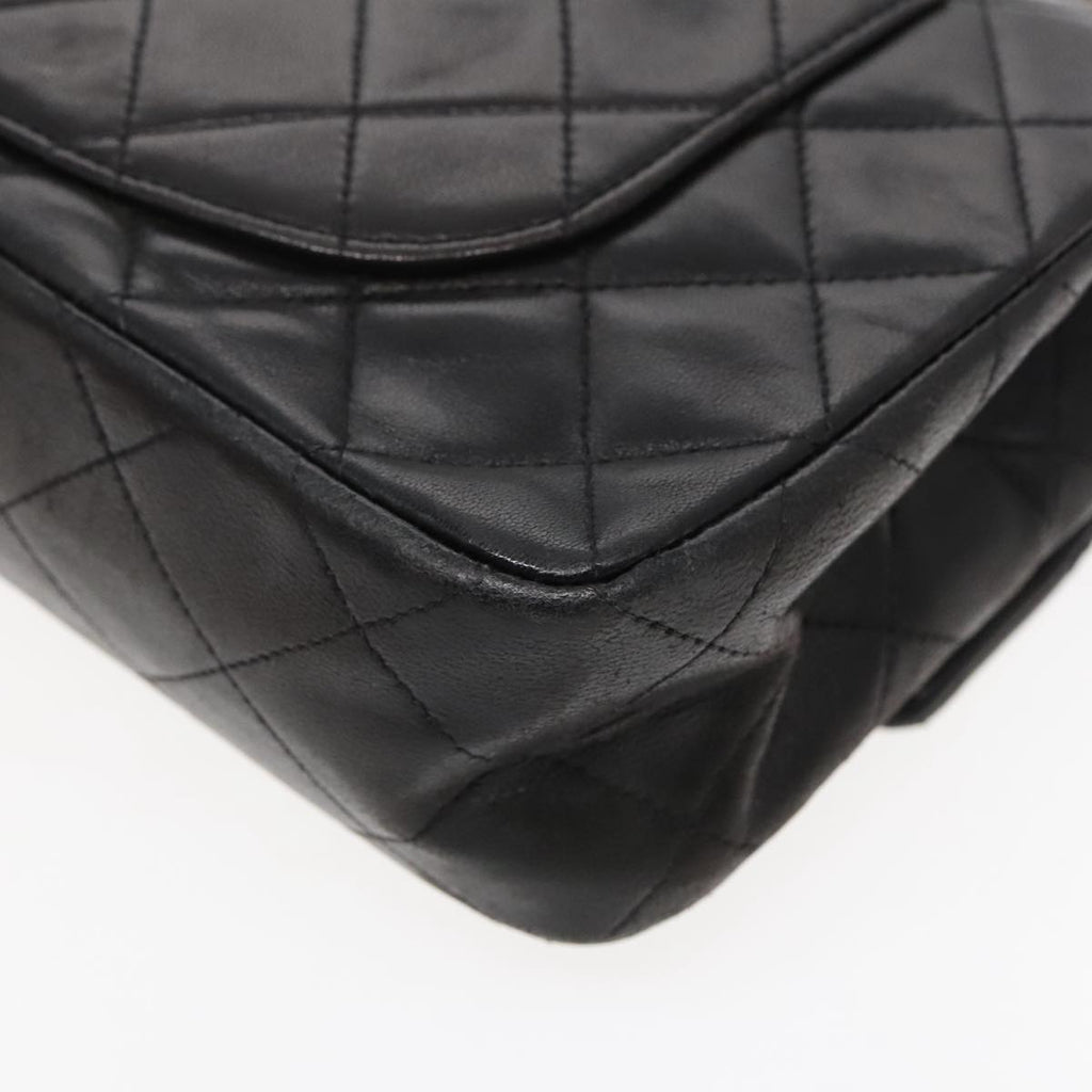 CHANEL Matelasse 23 Turn Lock Chain Bag Lamb Skin Black Gold CC 94676A
