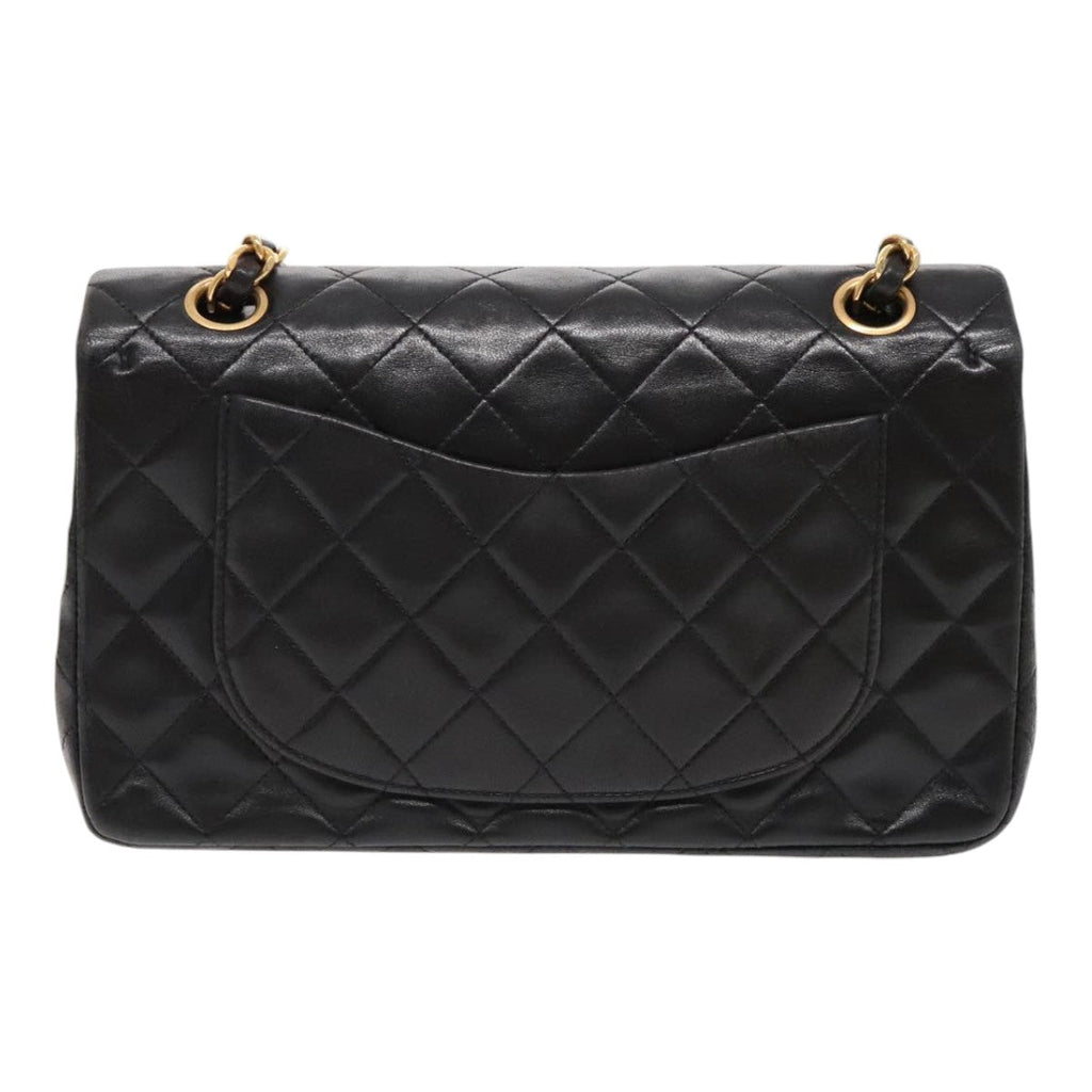 CHANEL Matelasse 23 Turn Lock Chain Bag Lamb Skin Black Gold CC 94676A