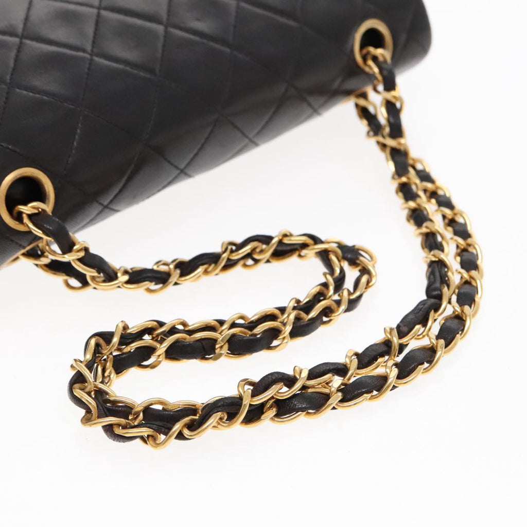 CHANEL Matelasse 23 Turn Lock Chain Bag Lamb Skin Black Gold CC 94676A
