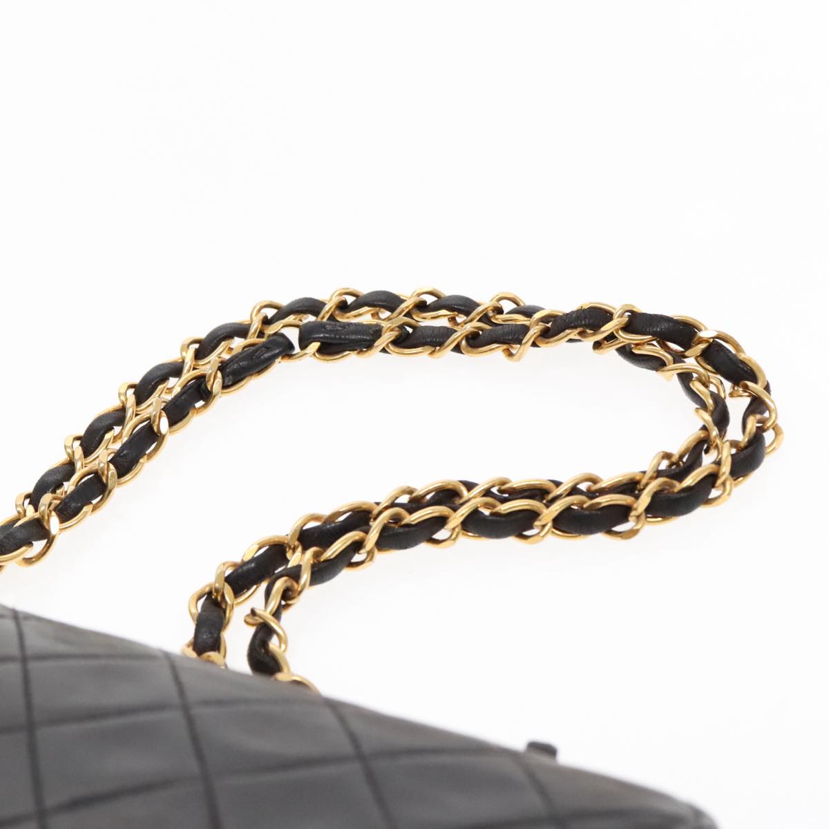 CHANEL Matelasse 23 Turn Lock Chain Bag Lamb Skin Black Gold CC 94676A
