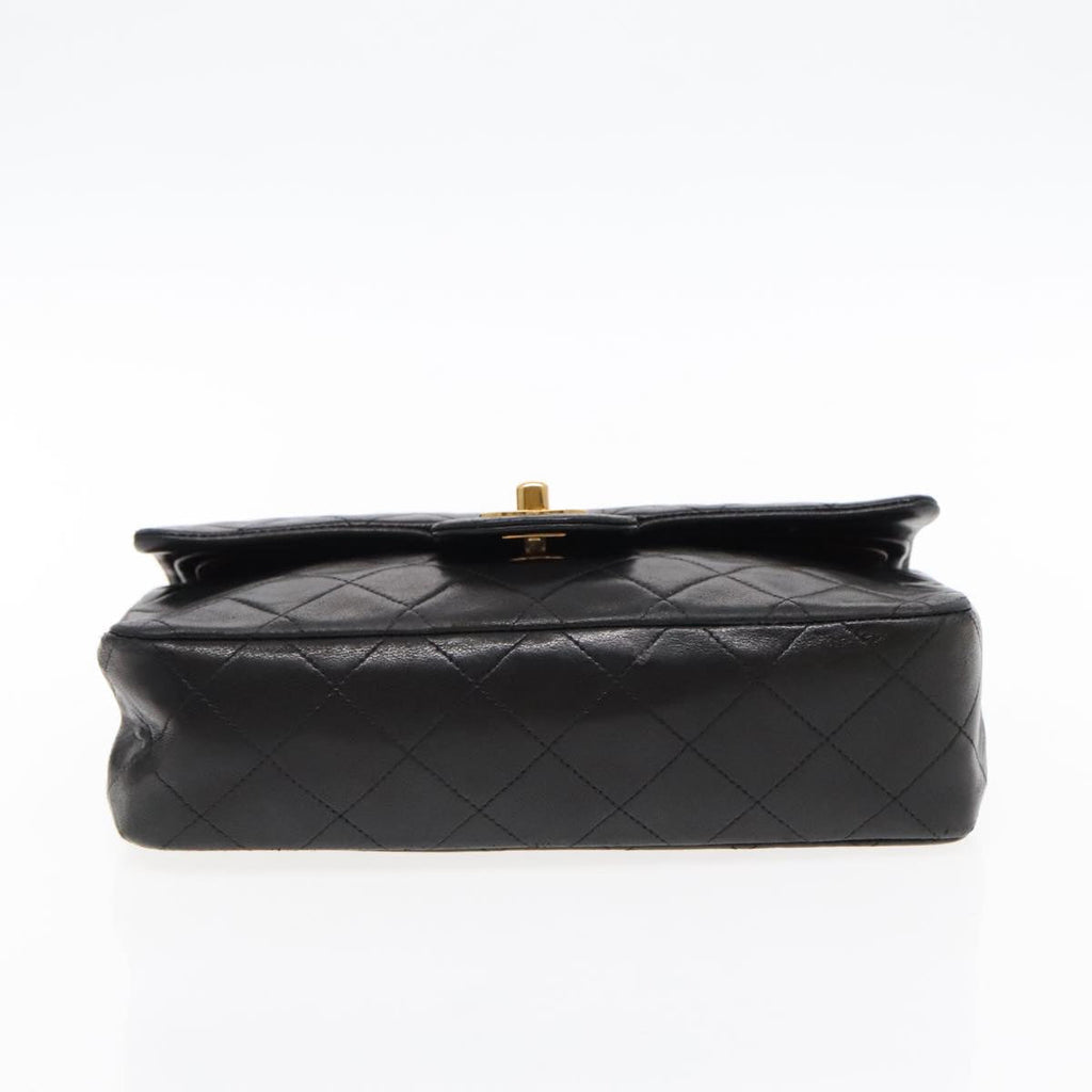 CHANEL Matelasse 23 Turn Lock Chain Bag Lamb Skin Black Gold CC 94676A