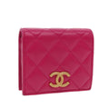 CHANEL Wallet Lamb Skin Pink Gold CC 94678A