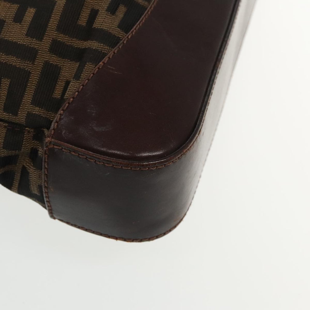 FENDI Zucca Canvas Tote Bag Brown Black Silver 94701