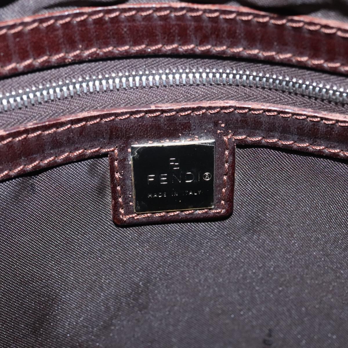 FENDI Zucca Canvas Tote Bag Brown Black Silver 94701