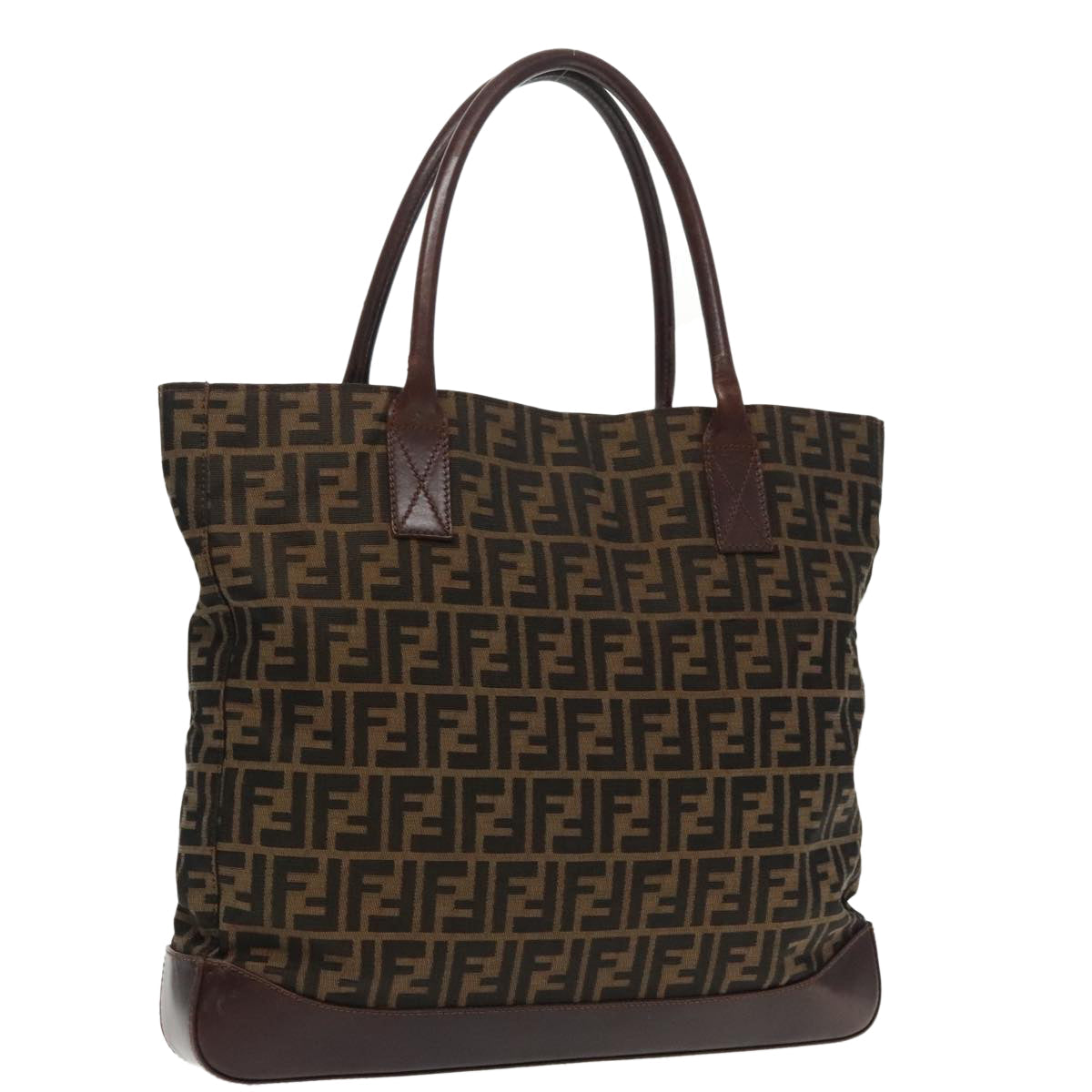 FENDI Zucca Canvas Tote Bag Brown Black Silver 94701