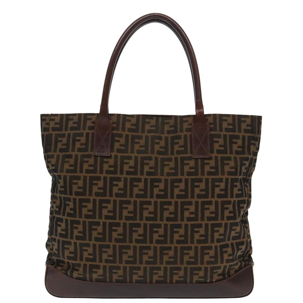 FENDI Zucca Canvas Tote Bag Brown Black Silver 94701
