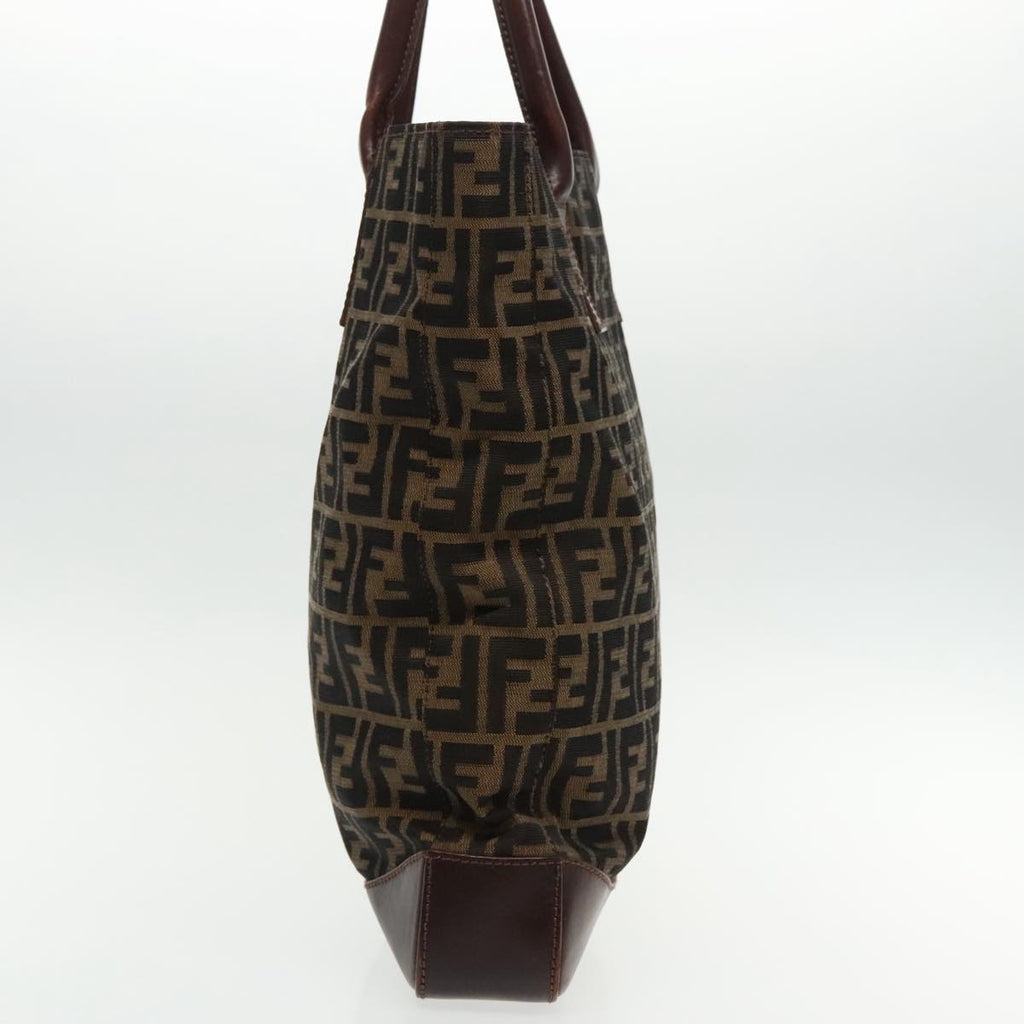 FENDI Zucca Canvas Tote Bag Brown Black Silver 94701