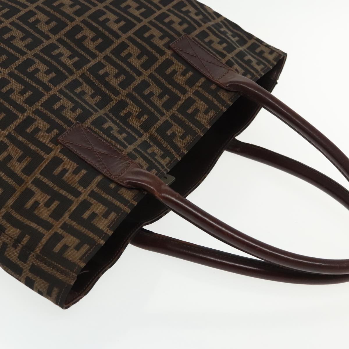 FENDI Zucca Canvas Tote Bag Brown Black Silver 94701