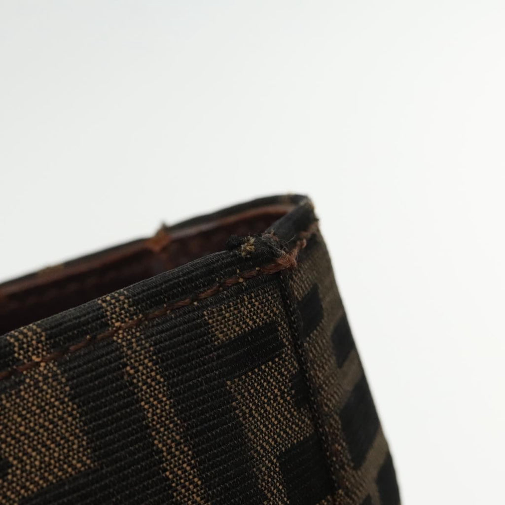 FENDI Zucca Canvas Tote Bag Brown Black Silver 94701
