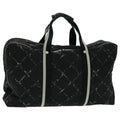 CHANEL Travel Line Boston Bag Nylon Black Silver CC 94723