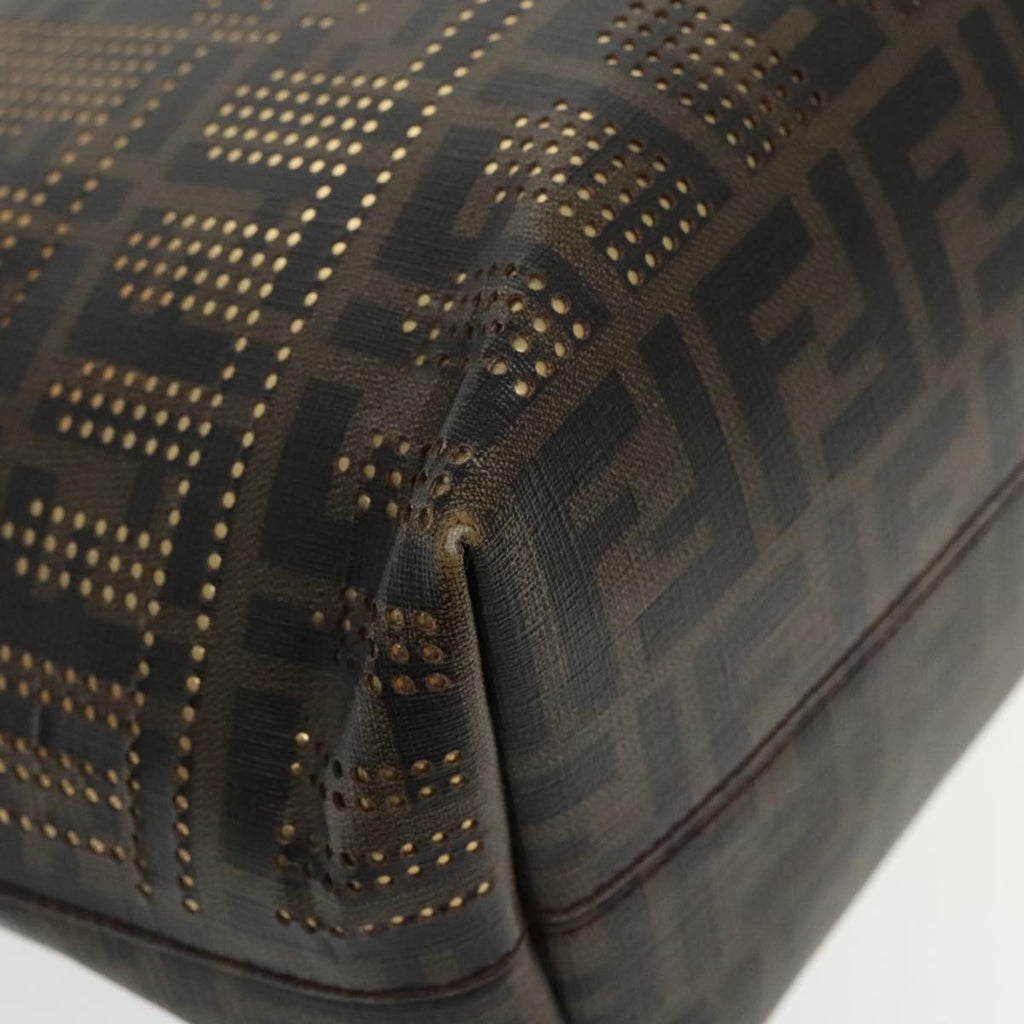 FENDI Zucca Canvas Tote Bag Brown Black Gold 94724