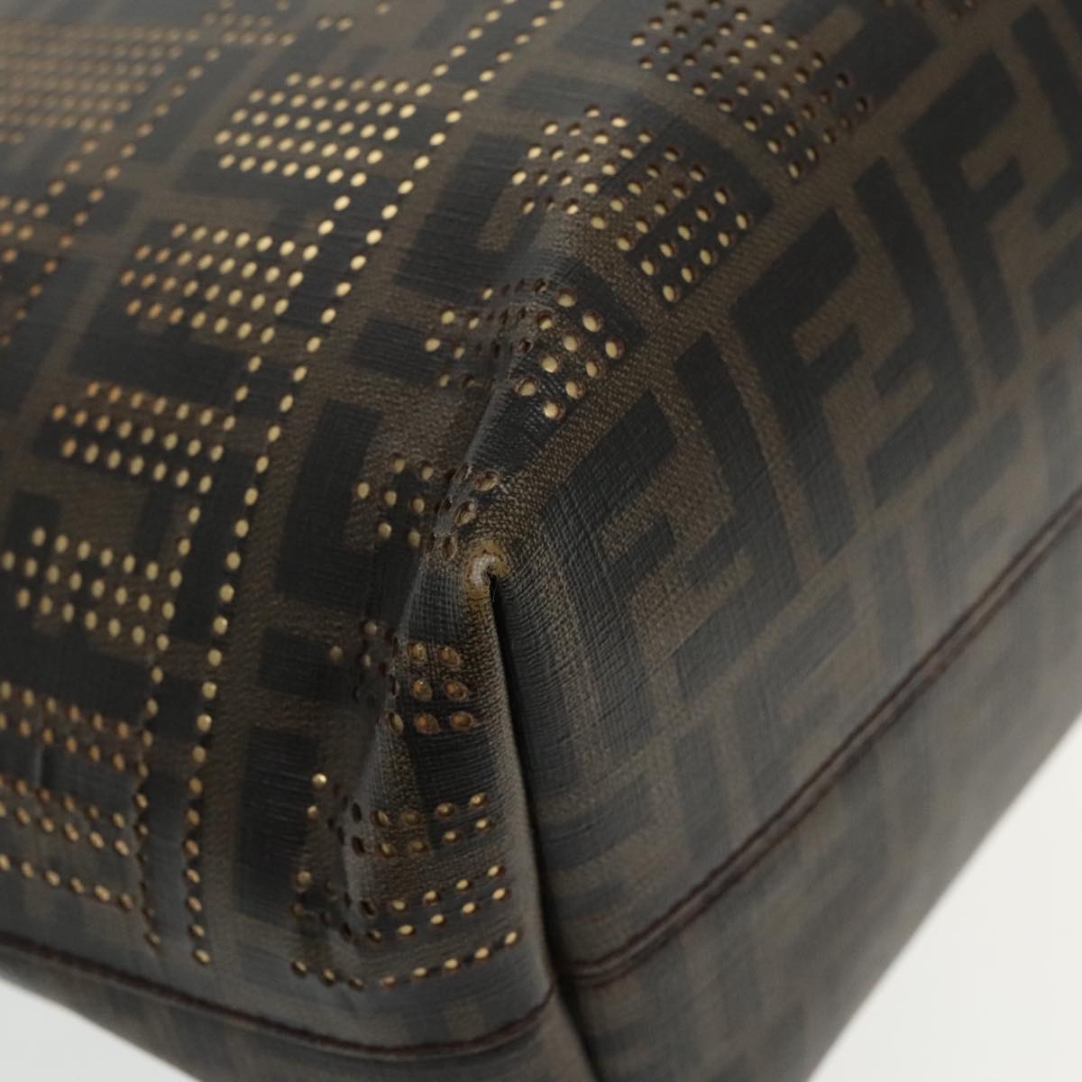 FENDI Zucca Canvas Tote Bag Brown Black Gold 94724