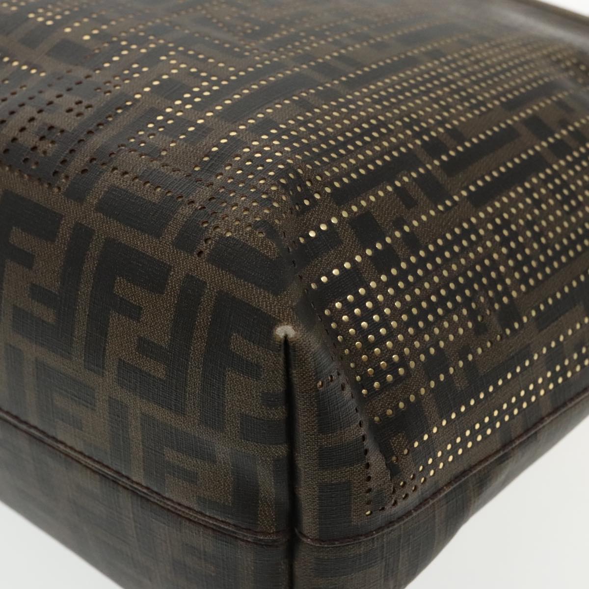 FENDI Zucca Canvas Tote Bag Brown Black Gold 94724