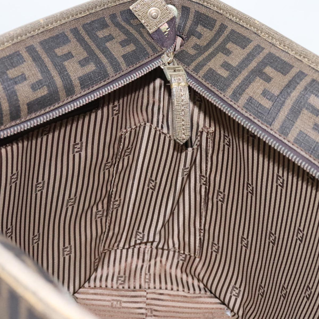 FENDI Zucca Canvas Tote Bag Brown Black Gold 94724