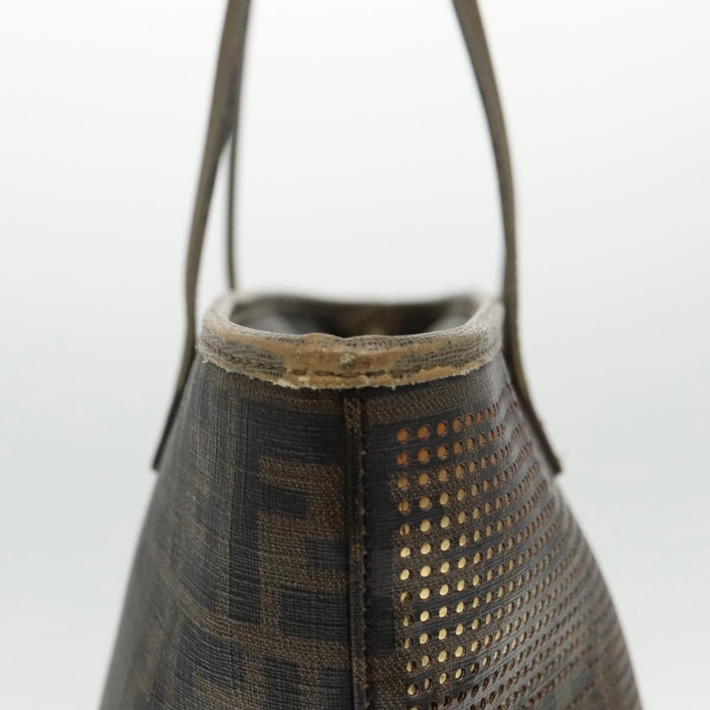 FENDI Zucca Canvas Tote Bag Brown Black Gold 94724