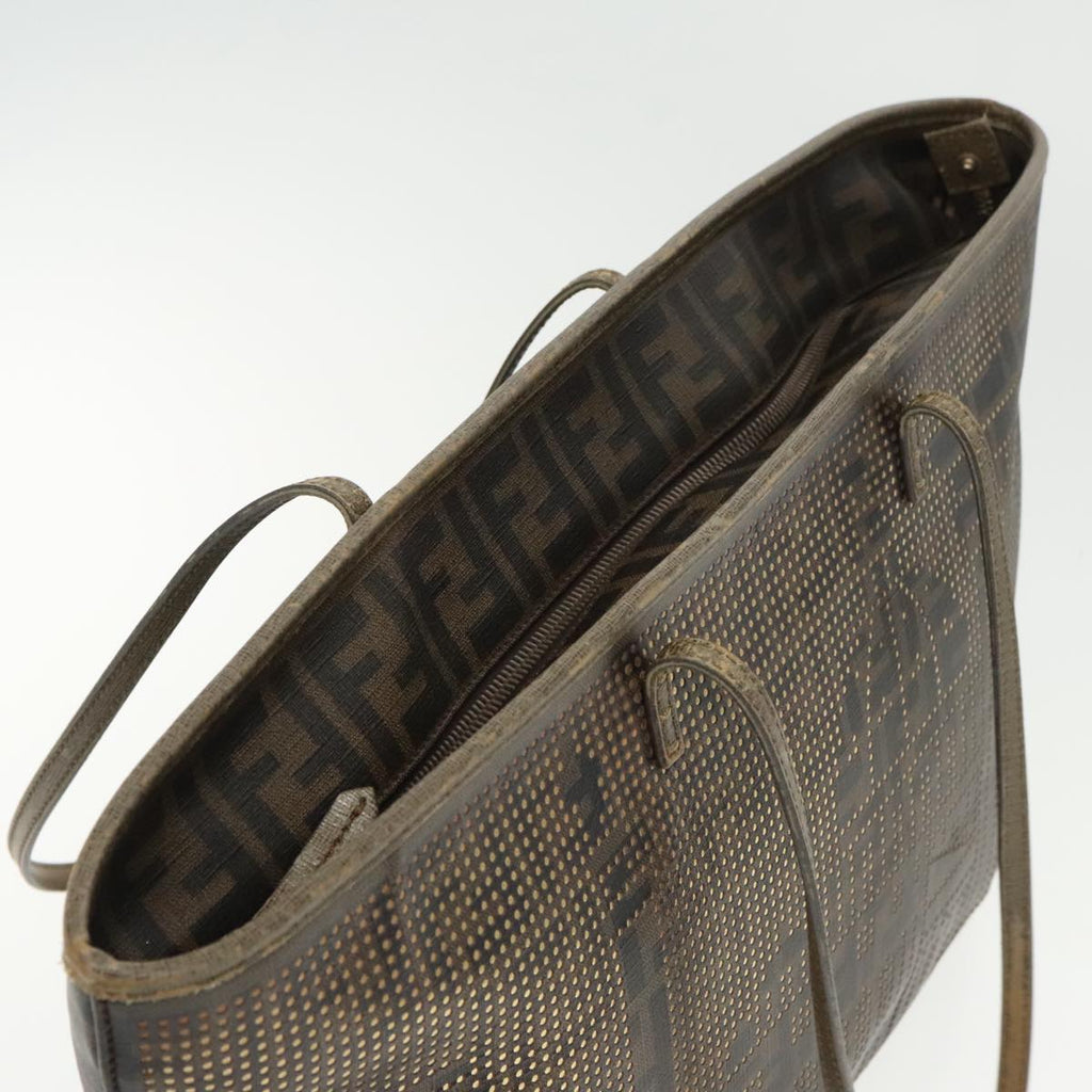 FENDI Zucca Canvas Tote Bag Brown Black Gold 94724