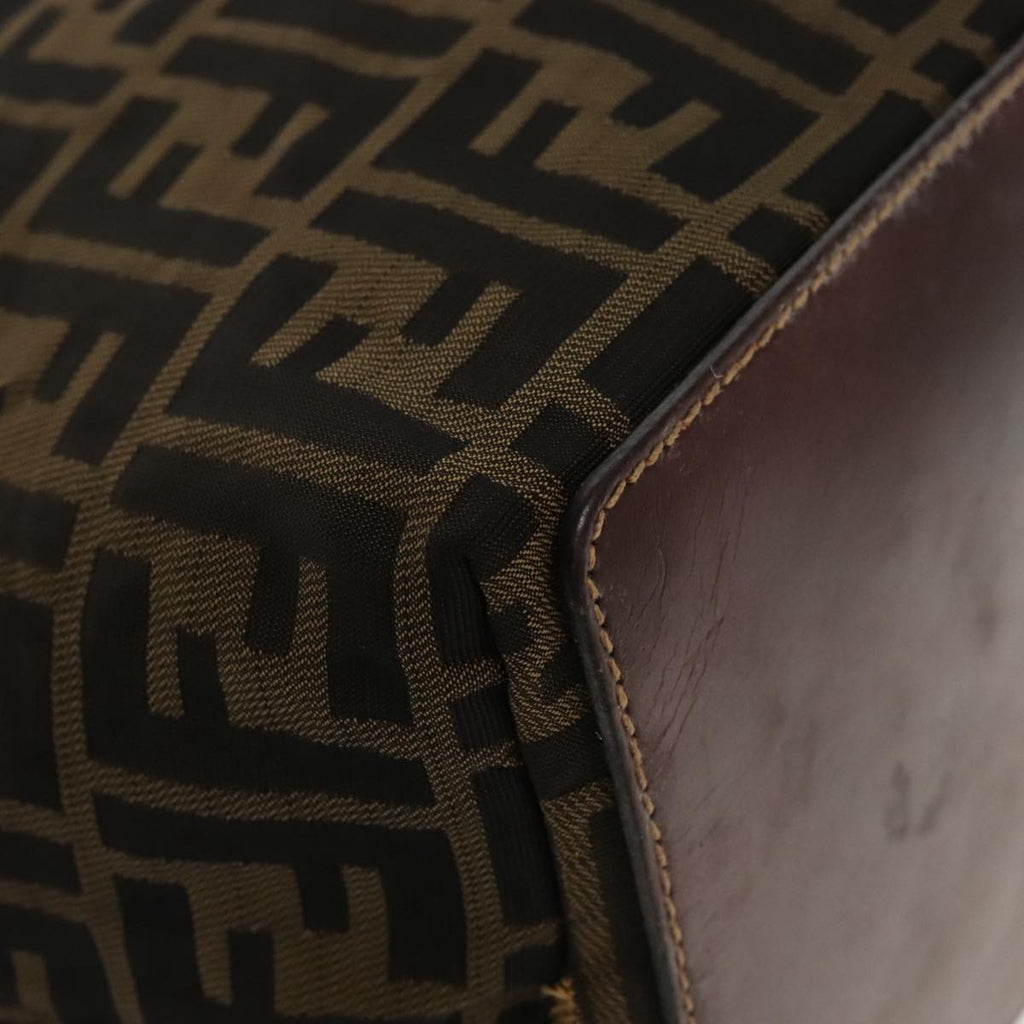 FENDI Zucca Canvas Shoulder Bag Brown Black gold 94791