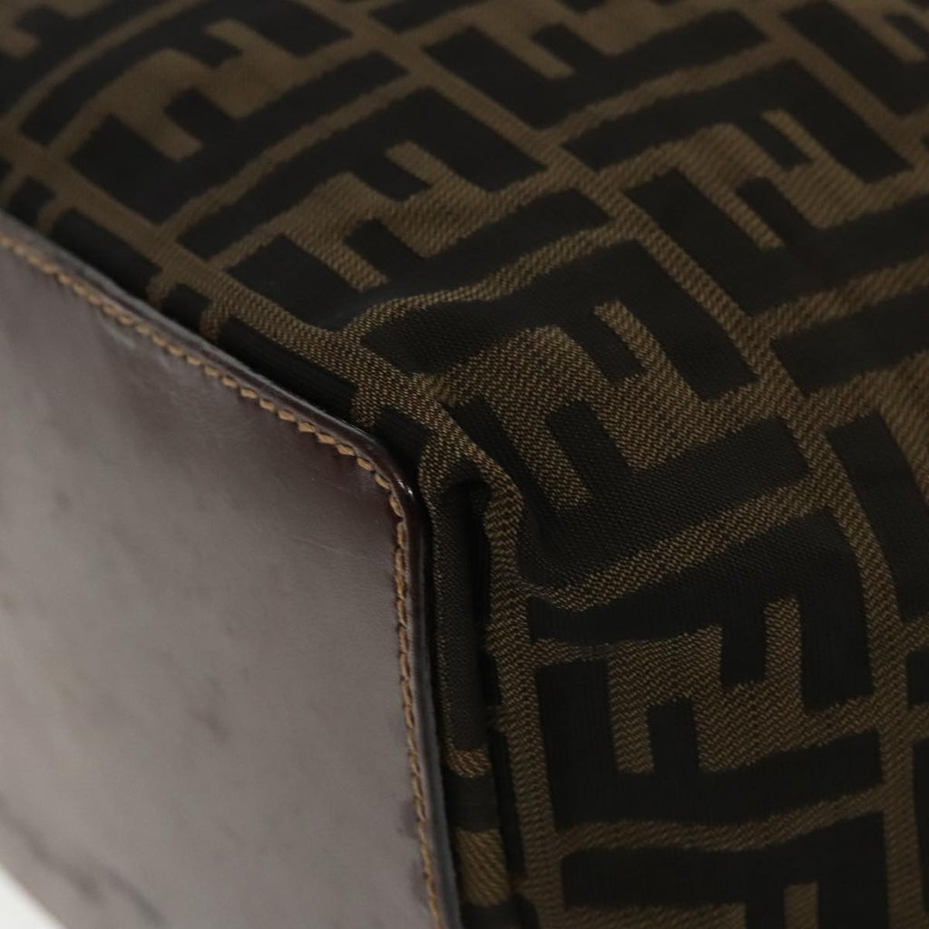 FENDI Zucca Canvas Shoulder Bag Brown Black gold 94791