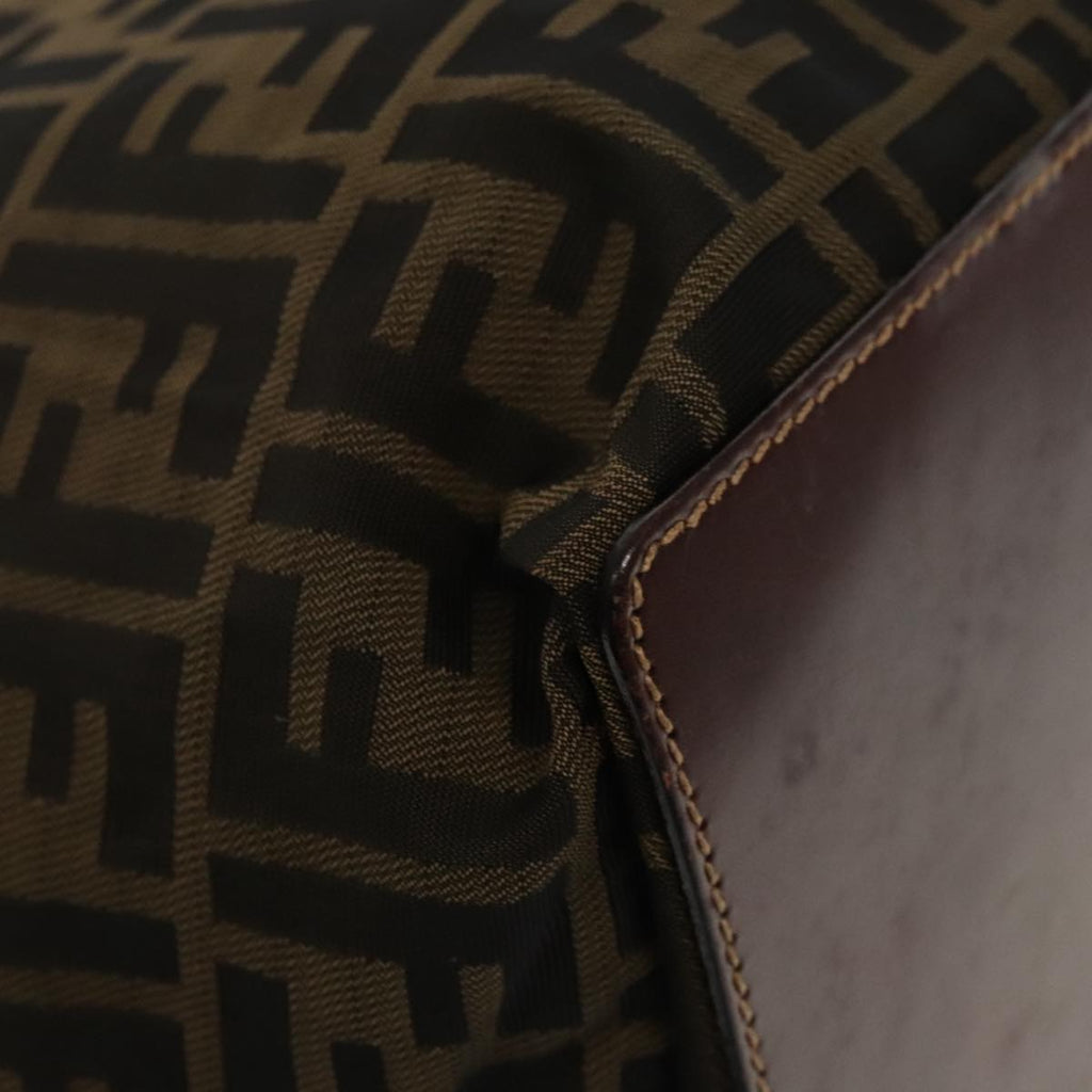 FENDI Zucca Canvas Shoulder Bag Brown Black gold 94791