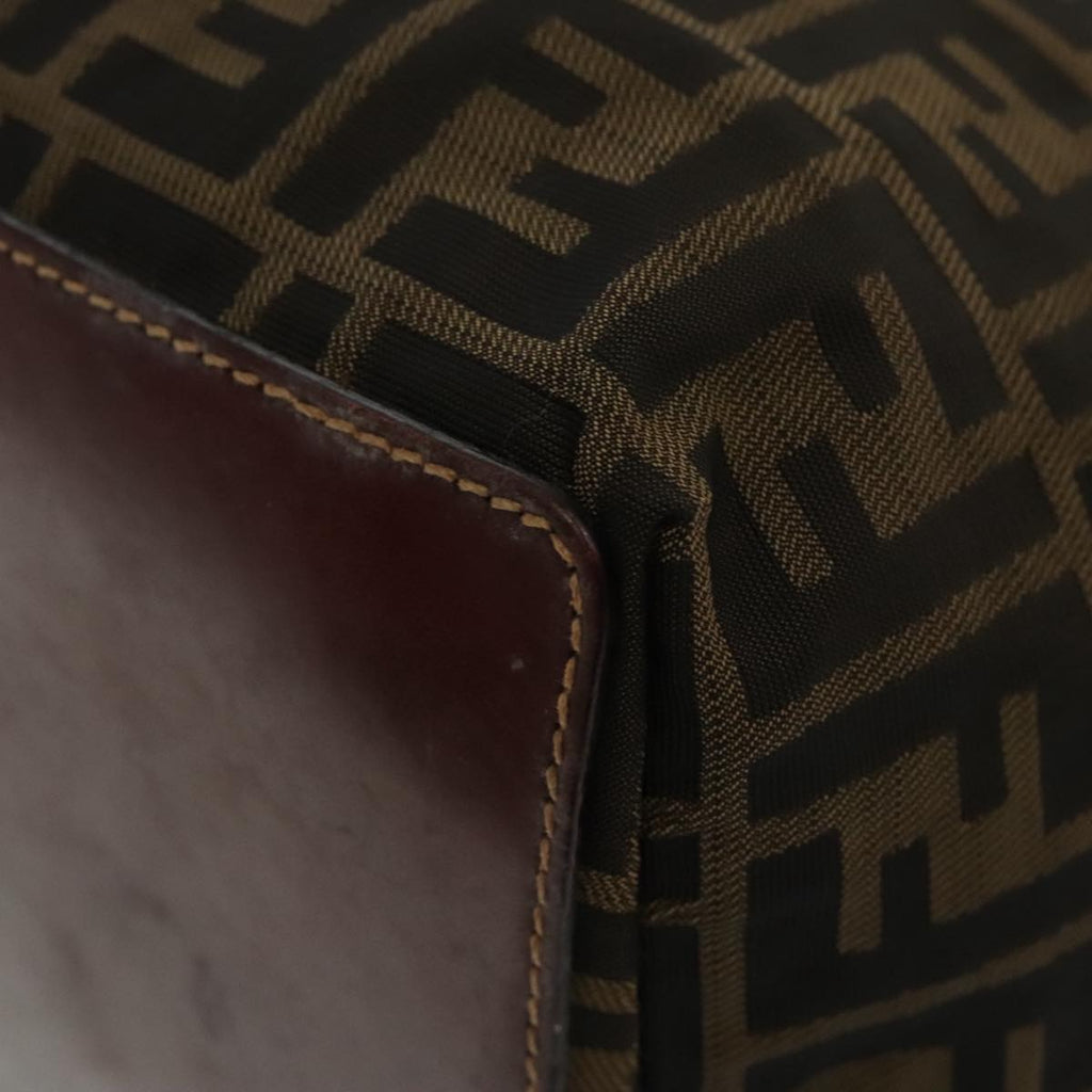 FENDI Zucca Canvas Shoulder Bag Brown Black gold 94791