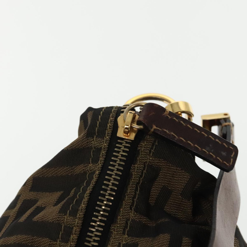 FENDI Zucca Canvas Shoulder Bag Brown Black gold 94791