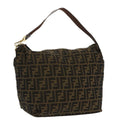 FENDI Zucca Canvas Shoulder Bag Brown Black gold 94791