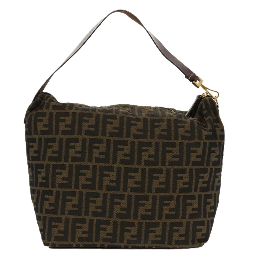 FENDI Zucca Canvas Shoulder Bag Brown Black gold 94791