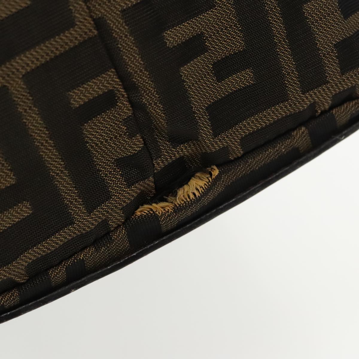 FENDI Zucca Canvas Shoulder Bag Brown Black gold 94791