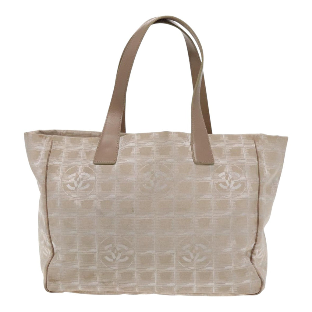 CHANEL New Travel line Tote Bag Nylon Beige CC 94803