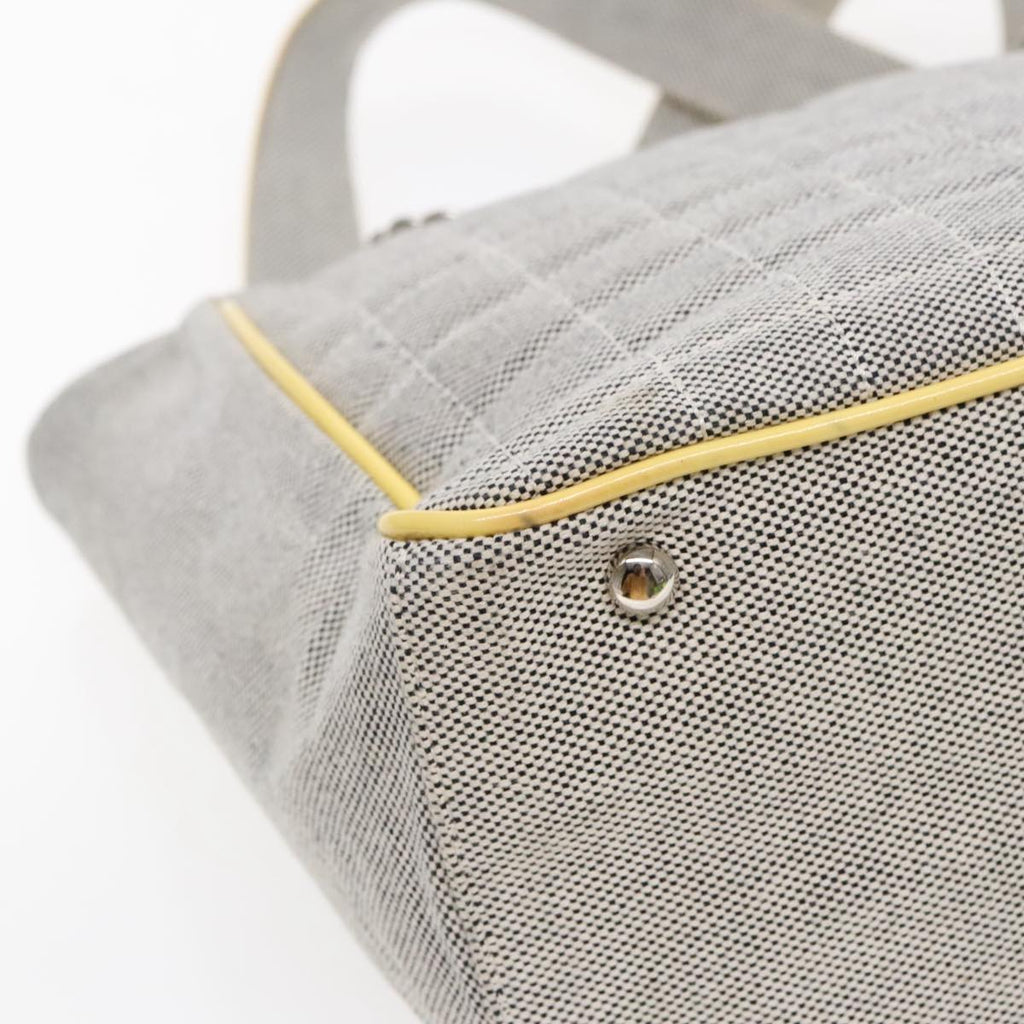 CHANEL Camelia Hand Bag No5 Canvas Gray Silver CC 94827A