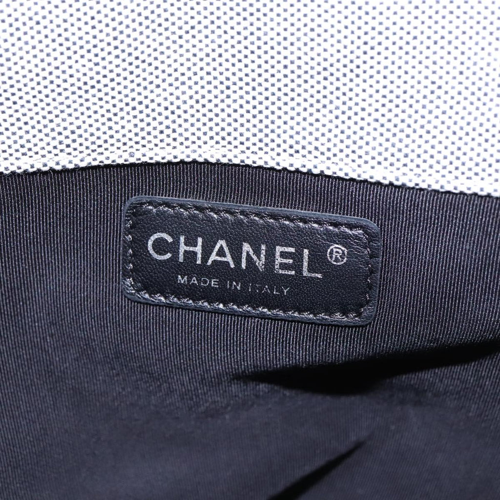CHANEL Camelia Hand Bag No5 Canvas Gray Silver CC 94827A