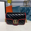 Glami Marmont GLAMIagonal Matelass Shoulder Bag Black Red For Women 10in/26cm Glami 443497