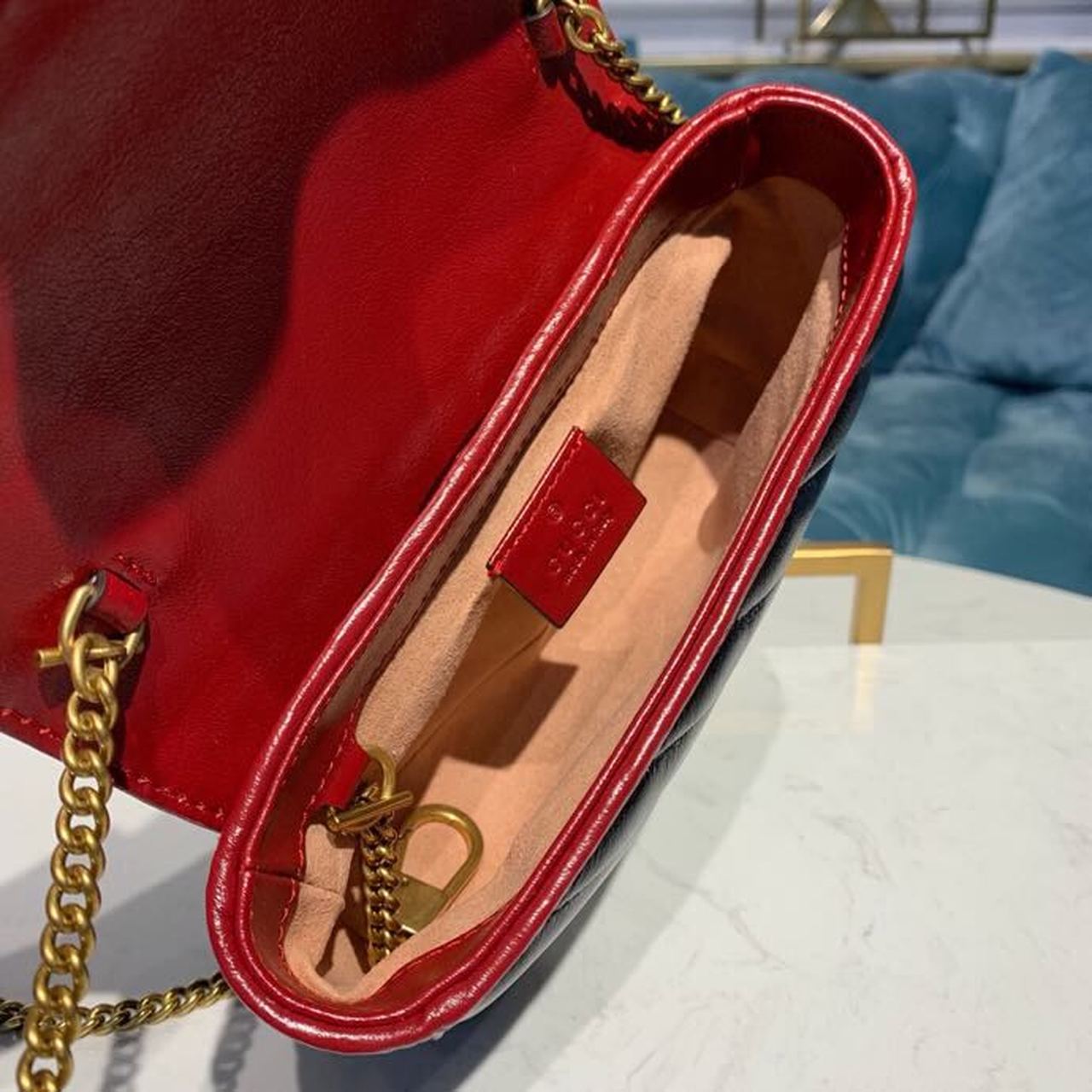 Glami Marmont GLAMIagonal Matelass Shoulder Bag Black Red For Women 10in/26cm Glami 443497