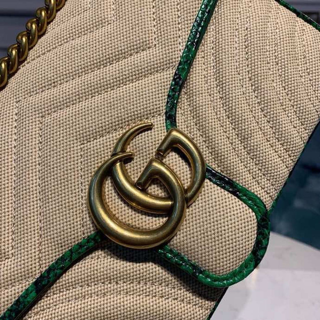 Glami Marmont Raffia Straw Shoulder Bag Beige/Green Glami Chevron MatelassÃƒÂ© Raffia Effect Fabric For Women 10in/26cm Glami  Ã¢â‚¬Å½443497