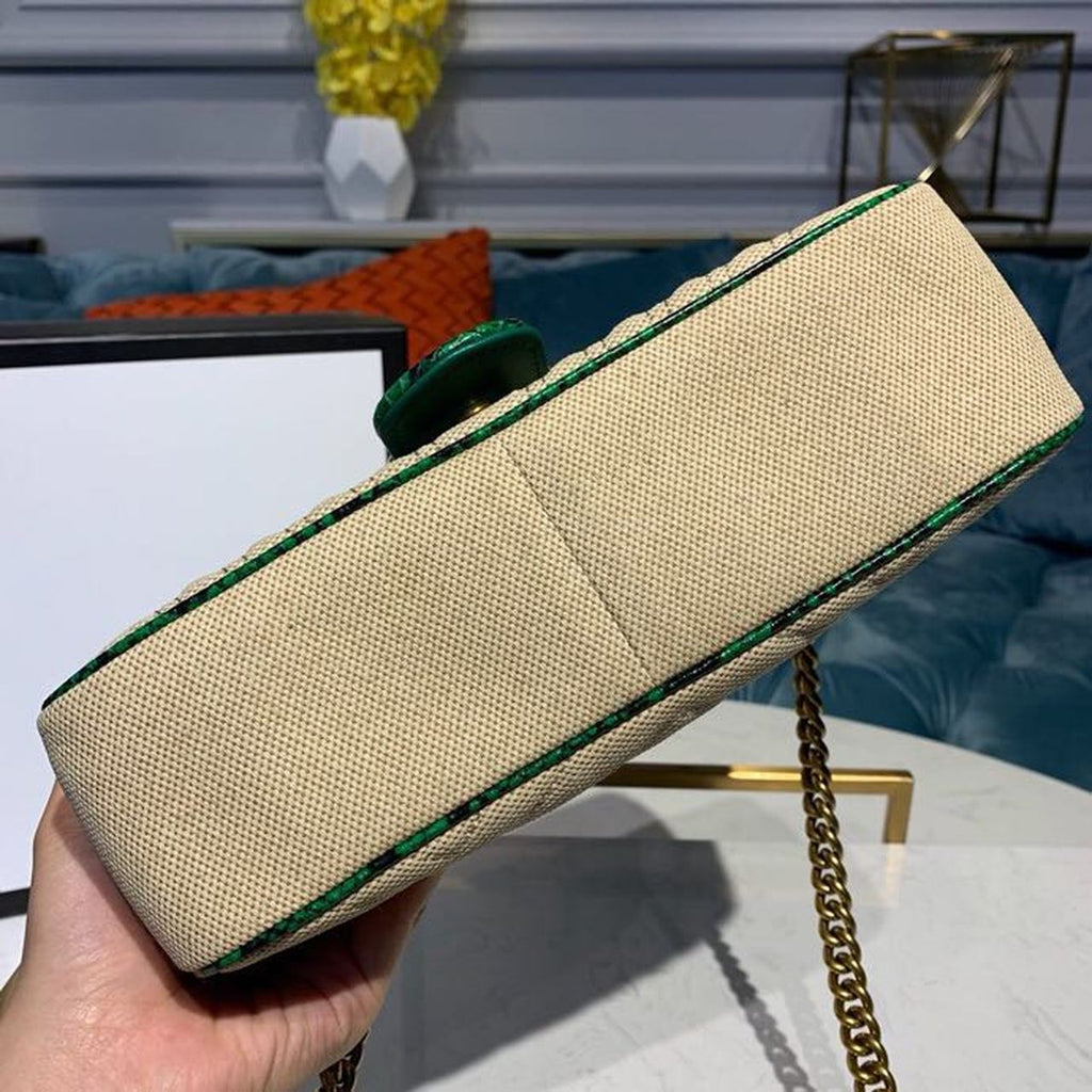 Glami Marmont Raffia Straw Shoulder Bag Beige/Green Glami Chevron MatelassÃƒÂ© Raffia Effect Fabric For Women 10in/26cm Glami  Ã¢â‚¬Å½443497