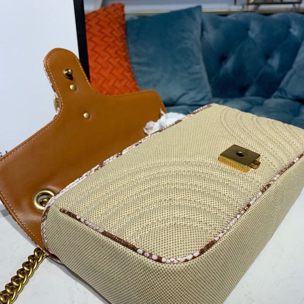 Glami Marmont Raffia Straw Shoulder Bag Cream/Brown/Beige Glami Chevron MatelassÃƒÂ© Raffia Effect Fabric For Women 10in/26cm Glami  Ã¢â‚¬Å½443497