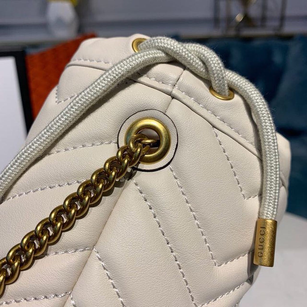 Glami Marmont Mini Bucket Bag White MatelassÃƒÂ© Chevron For Women 6in/13cm Glami 575163 DTDRT 9022
