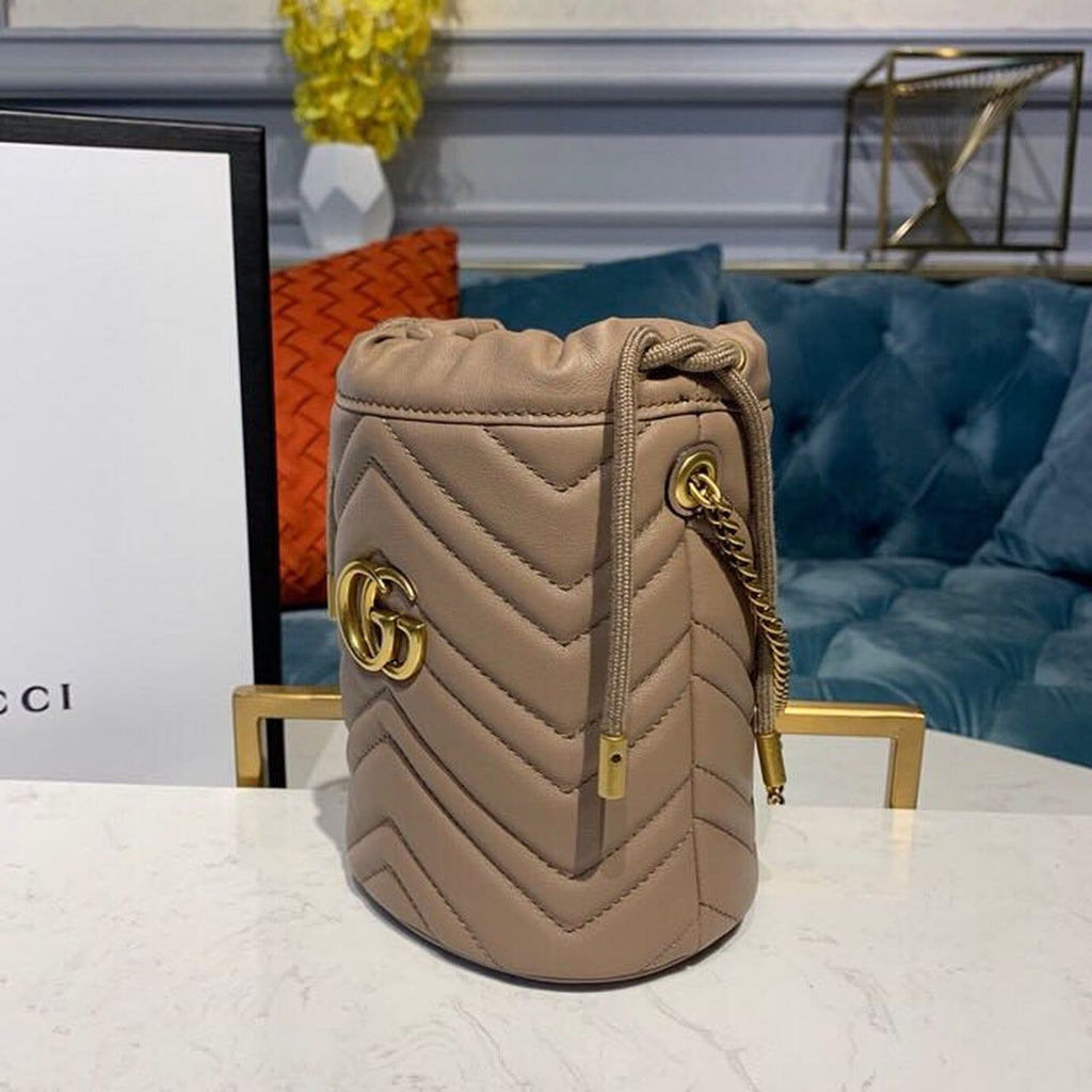Glami Marmont Mini Bucket Bag Beige MatelassÃƒÂ© Chevron For Women 6in/13cm Glami 575163