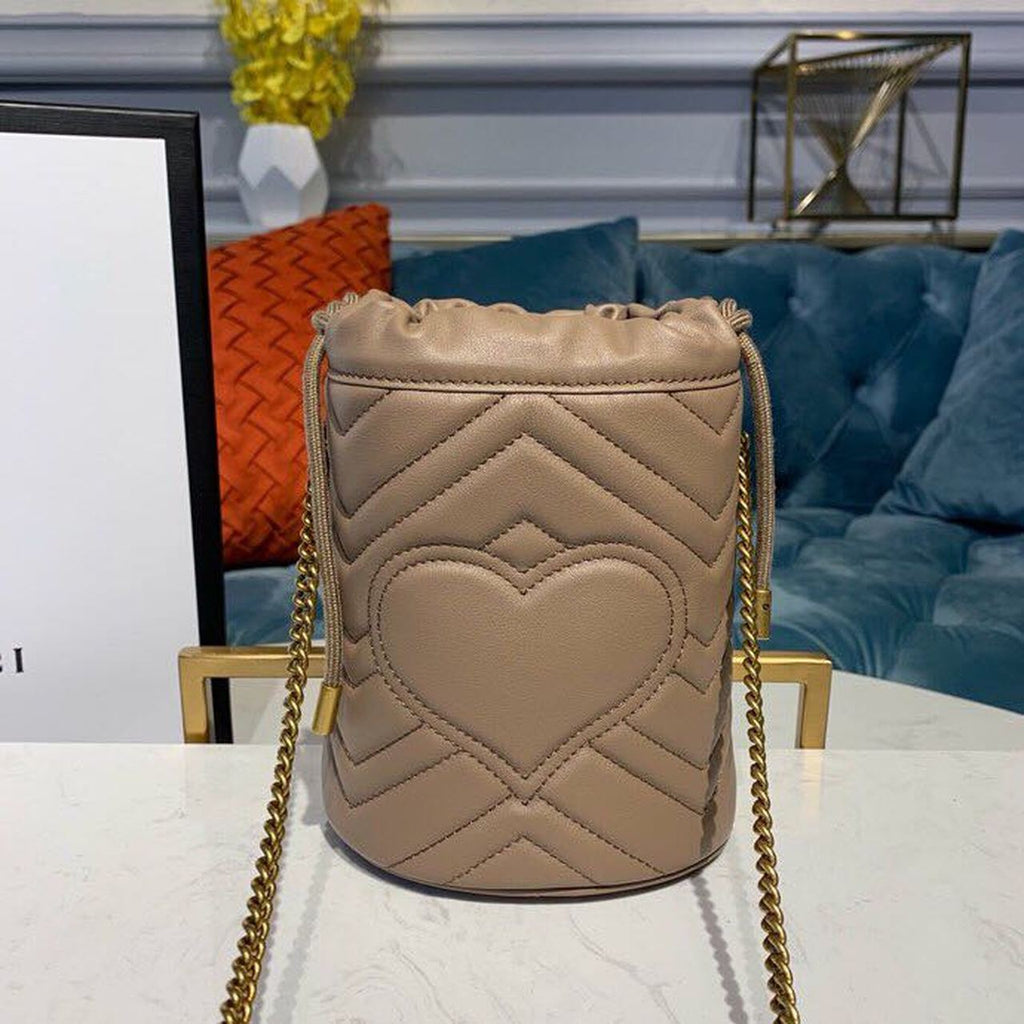 Glami Marmont Mini Bucket Bag Beige MatelassÃƒÂ© Chevron For Women 6in/13cm Glami 575163