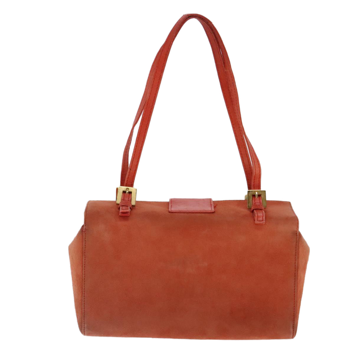 FENDI Shoulder Bag Suede Orange Gold 94994