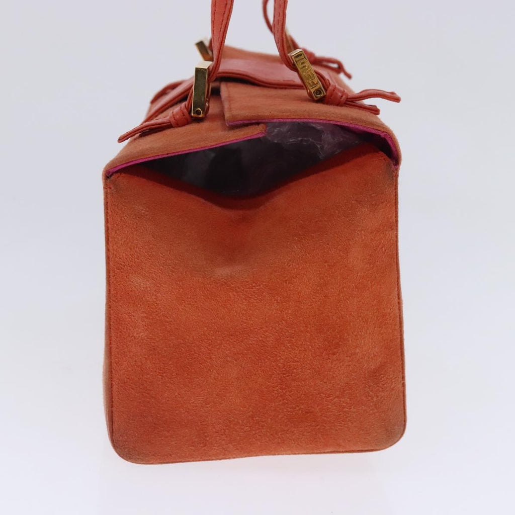 FENDI Shoulder Bag Suede Orange Gold 94994