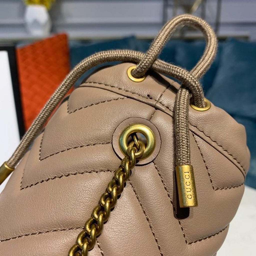 Glami Marmont Mini Bucket Bag Beige MatelassÃƒÂ© Chevron For Women 6in/13cm Glami 575163
