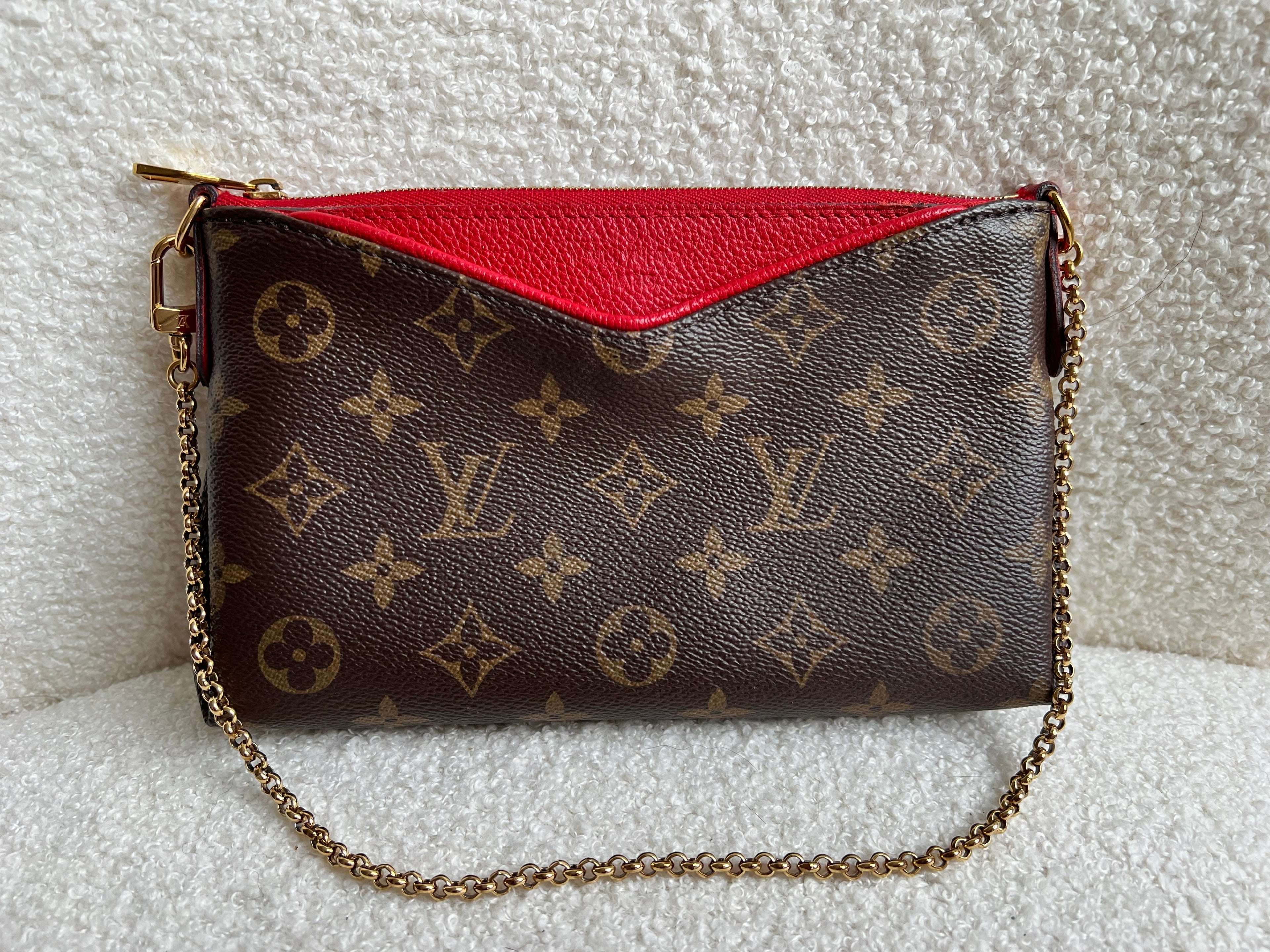 Louis Vuitton Red and Monogram Pallas Pochette