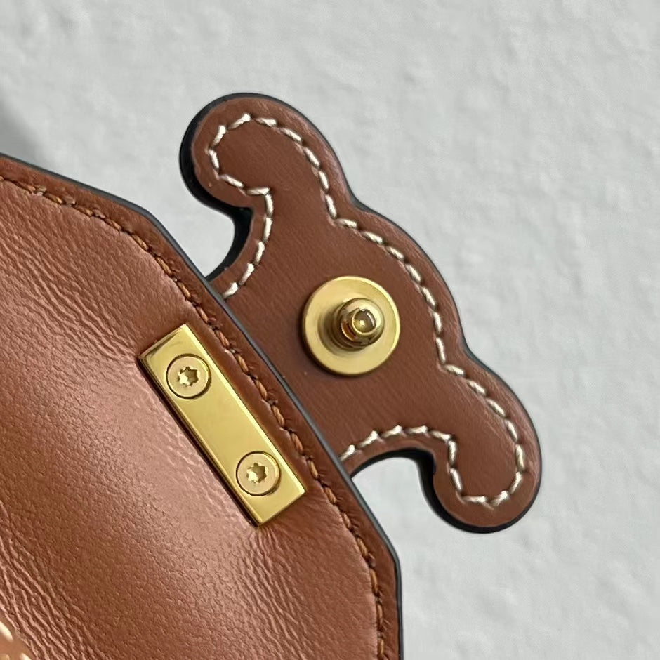 GLAMI Card Holder On Chain Triomphe Tan For Women 4in/11cm 10J743DPV.04LU