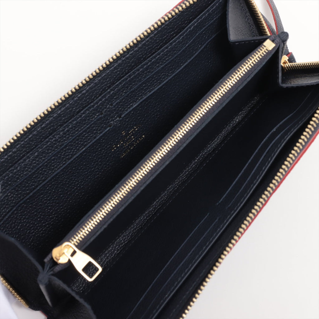 Louis Vuitton Monogram Emplant Portefolio Clemence M69415 Marine Round  Wallet