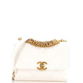 CHANEL Crystal Logo Letters Chain Handle Flap Bag Quilted Lambskin Mini