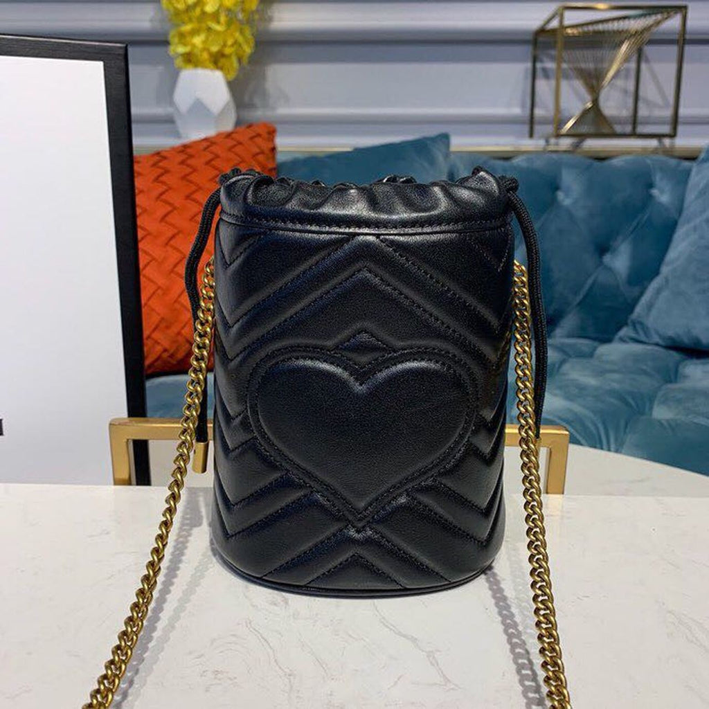 Glami Marmont Mini Bucket Bag Black MatelassÃƒÂ© Chevron For Women 6in/13cm Glami 575163 575163 DTDRT 1000